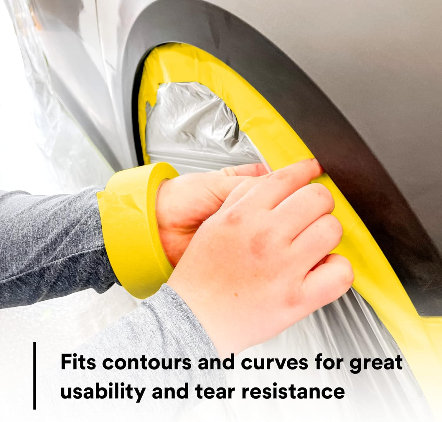 3M Automotive Refinish Masking Tape 06653, 388N, Yellow Color, Water Resistant, Multi-Purpose, 24 mm x 55 m