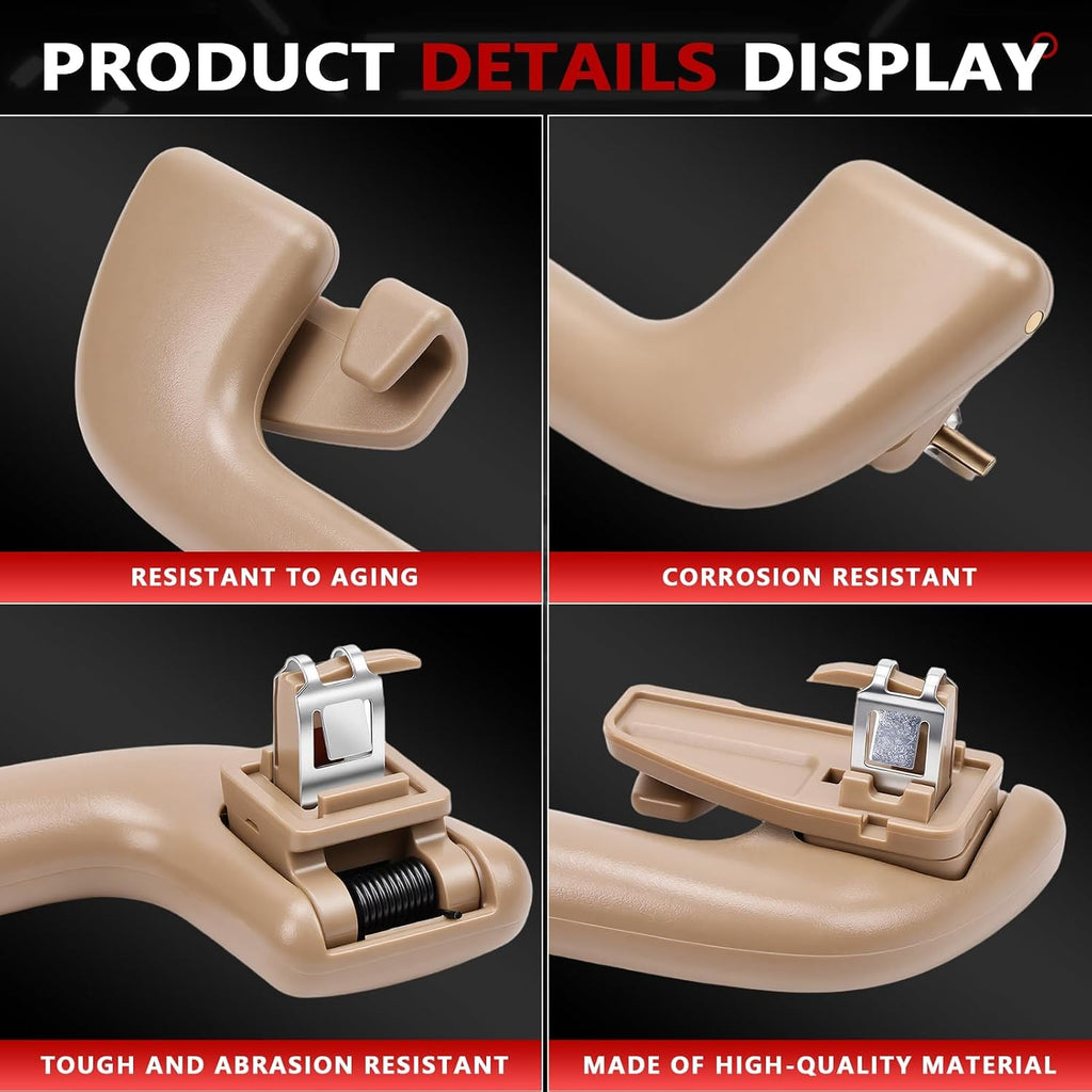4Pc Beige Grab Roof Ceiling Pull Handles Fit for Corolla Rav4 Yaris 4Runner, Interior Grab Handles, Front ＆ Rear Driver Passenger Side, Replace#74610-52020 74683-8010