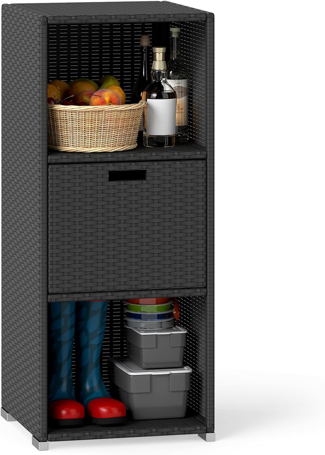 happygrill outdoor storage cabinet pe rattan wicker storage, main product view