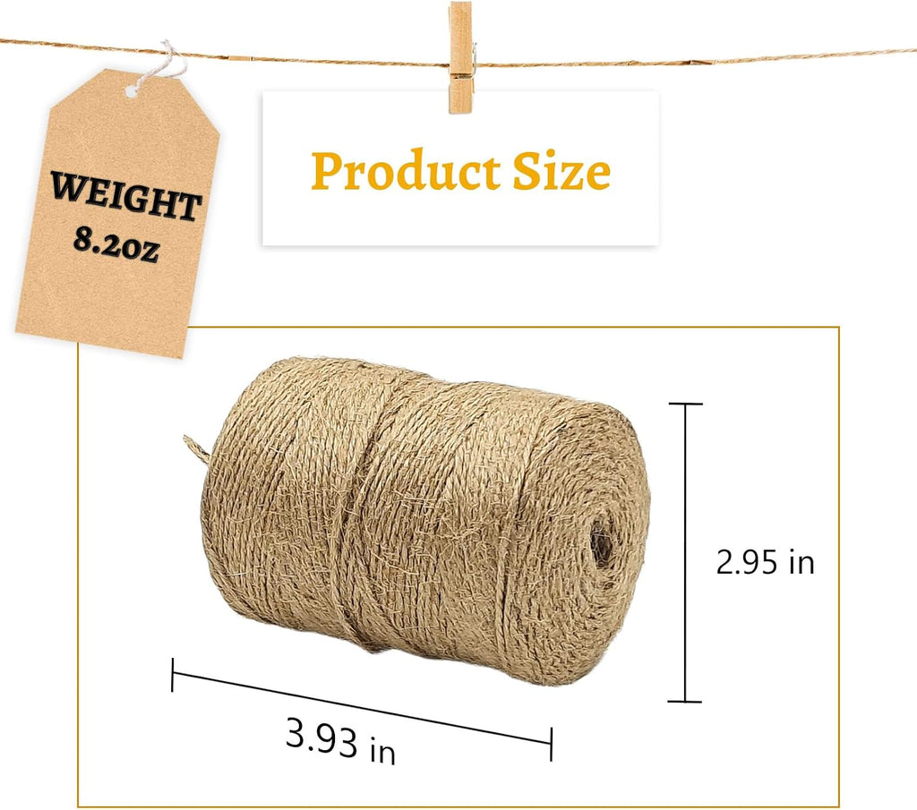 10 PCS Twine String Bulk 6000 Feet Long, 2mm Thin Jute Twine for Crafts, Hemp Rope Wrapping, Packing Gardening, Crochet Knitting Macrame Decor, 600 Feet Each Roll