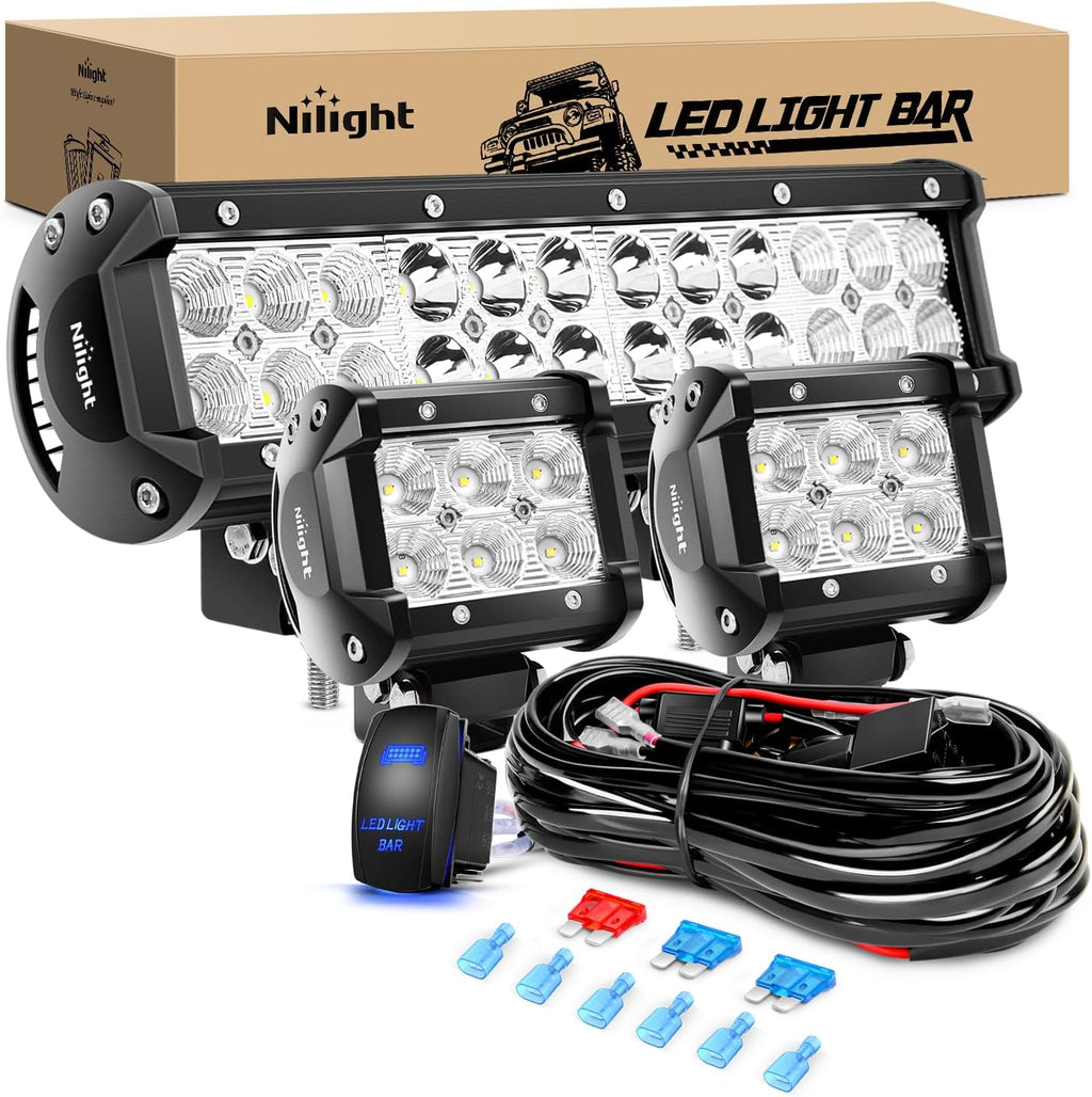 nilight 12 inch 72w led light bar spot, main product view