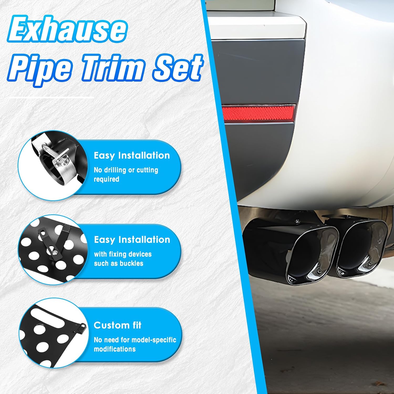 Exhaust Pipe Trim for Land Rover Defender 2020-2025 - Stainless Steel Straight Cut Tailpipe Tip,Easy Installation Exhaust Accessory for Defender 90/110/130