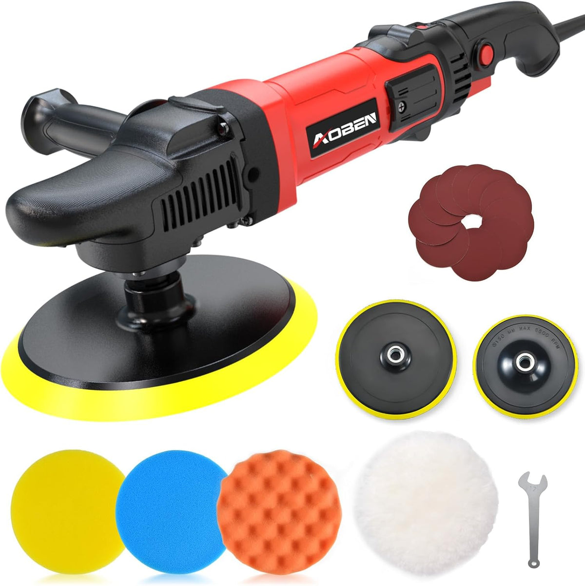 AOBEN 6/7 inch Buffer Polisher, Rotary Car Buffer, 1600W Car Polisher Waxer Kit