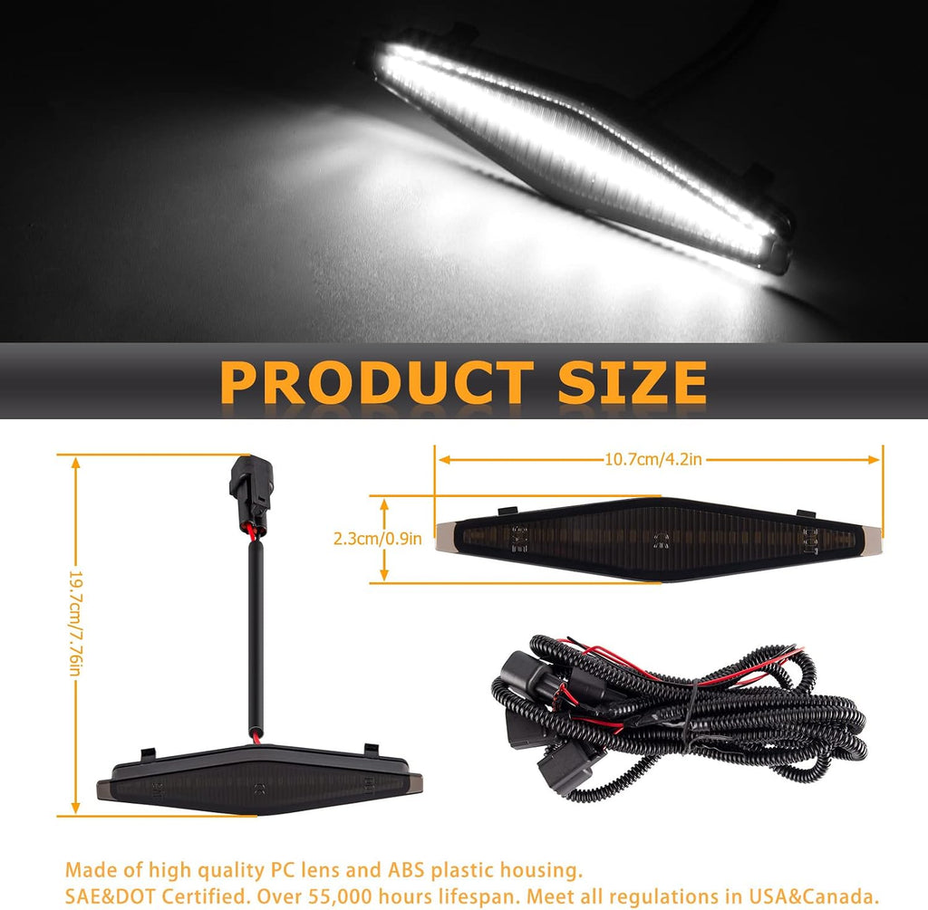 4PCS Led White Grille Lights for 2014-2023 Toyota 4Runner TRD Pro Raptor Front Upper Grille Parking DRL Running Lamp Kit with Wiring Harness Smoked Len
