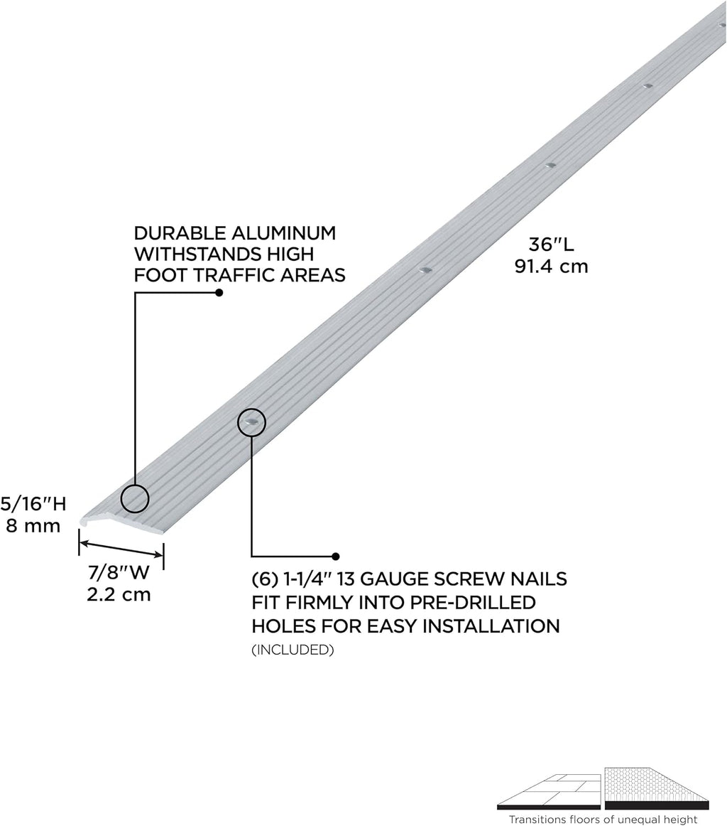 M-D Building Products 78006 7/8 in. X 36 in. Silver Aluminum Carpet Trim w/Screw Nails