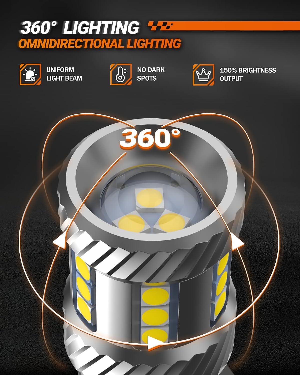 SEALIGHT 7443 7440 LED Bulb White Reverse Light, 7441 7444 T20 W21W LED Light Bulb with Projector for Backup Light,Tail Light,Brake Parking，Running Board Lights, Pack of 2