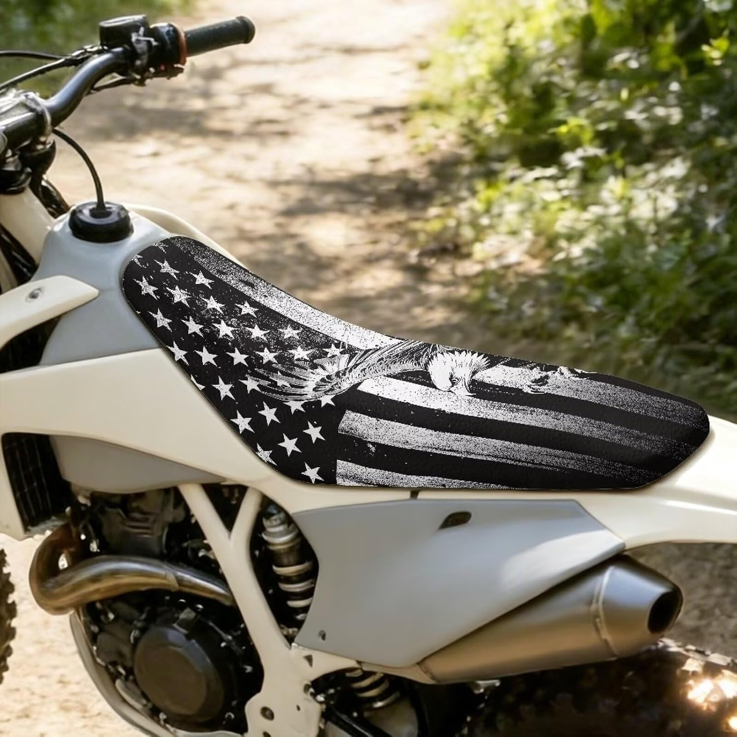 Cool Eagle Flag Seat Cover for Dirt Bike, Soft Waterproof Motorcycle Seat Cover Waterproof Non-Slip Cushion Cover for CRF150F 230F 250F 250R 450F CRF 150F 230F 450F 450R Motorcross