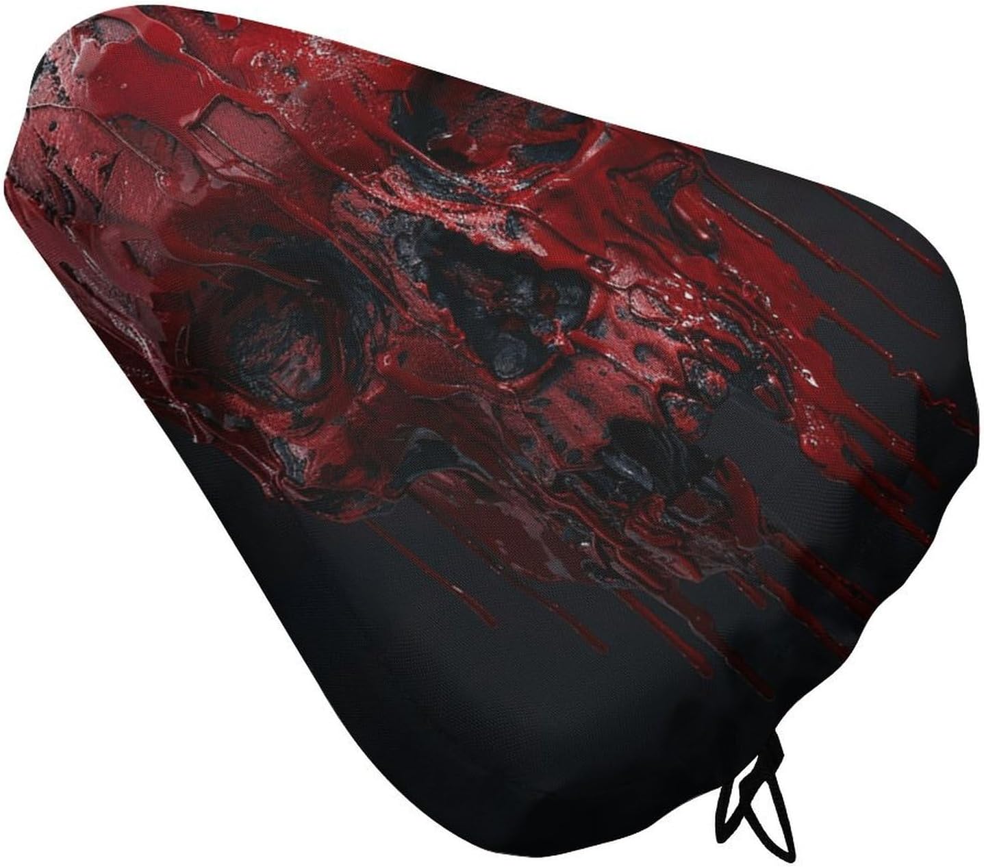 Skull Dripping Red Bike Seat Cover Waterproof Bike Seat Cushion with Adjustable Drawstring Universal Fit Bicycle Accessories, Non-Slip Bicycle Saddle Protector for Sun & Dust (14.5x10.6 in)