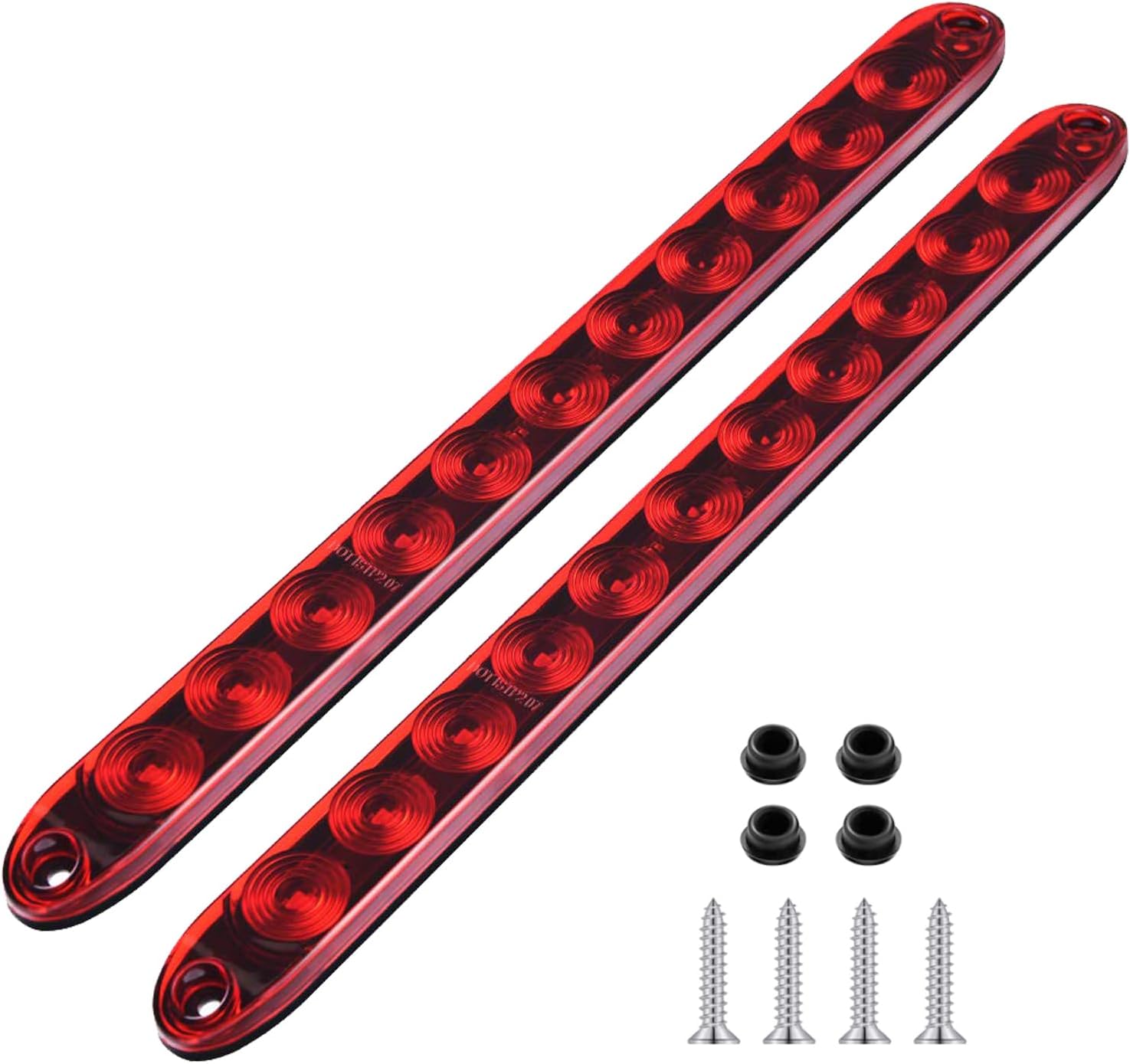 11 LED Red Trailer Brake Tail Light, 2 Pack 16” LED Bar Stop Turn Signal Tail Lights Waterproof Third 3rd Brake Strip Red Light for Marine Boats Golf Cart Offroad Truck RV UTV ATV
