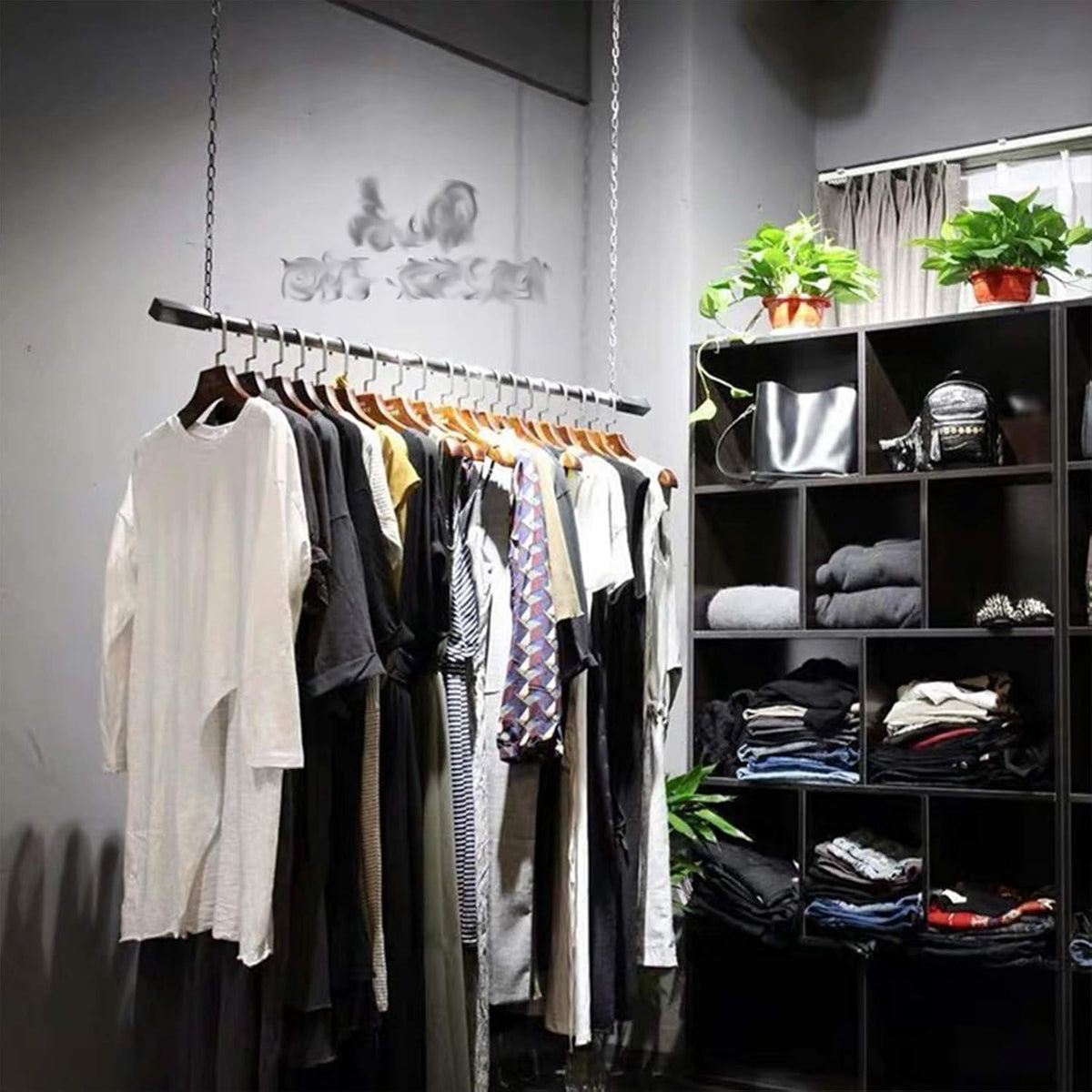 creative chain adjustable height ceiling hanging clothing racks,retail, main product view