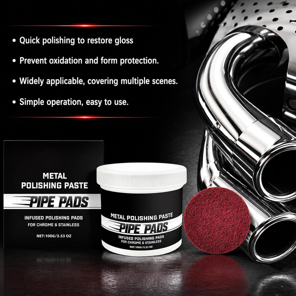 2pcs Pipe Polishing Pads, Buffing & Finishing Care Set, Metal Polishing Paste Pipe Pads Infused Polishing Pads, Achieve a Brilliant Shine with Ease, for Chrome & Stainless Steel, Buffing & Finishing