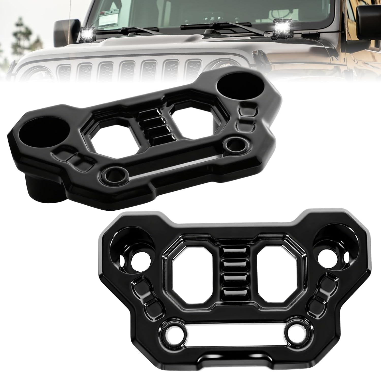 UNI-SHINE 2-Pack Hood Mounting Brackets for Light Bar Fit for Jeep Wrangler JL JLU Gladiator JT 2018–2026 Aluminum A-Pillar Auxiliary Cowl Mounts for LED Pod & Ditch Lights