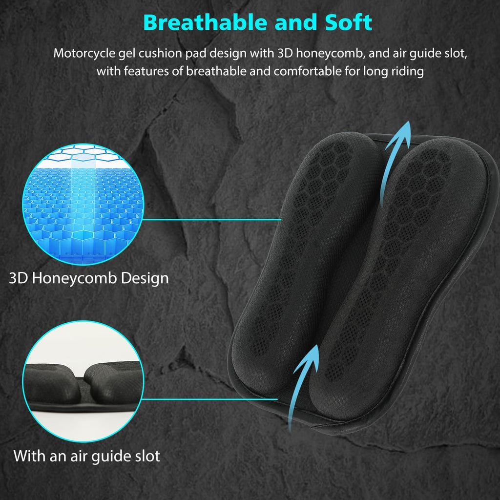 SUNPIE Motorcycle Seat Cushion Small Gel Cover Pad Foldable Universal 3D Honeycomb Structure Seats Cushion w/Breathable for Long Rides