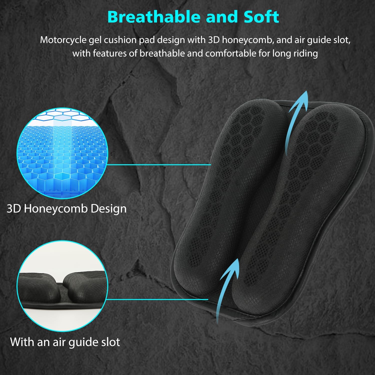 SUNPIE Motorcycle Seat Cushion Small Gel Cover Pad Foldable Universal 3D Honeycomb Structure Seats Cushion w/Breathable for Long Rides