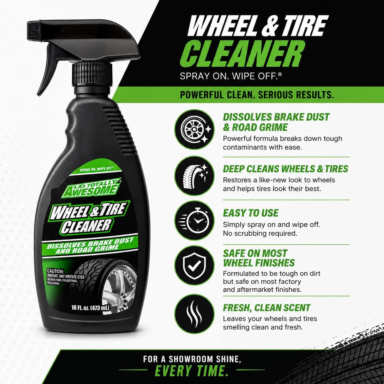 Wheel & Tire Cleaner – Heavy-Duty Formula Dissolves Brake Dust & Road Grime – Deep Cleaning for Rims, Tires & Wheels – Pack of 2, 16 fl oz Each
