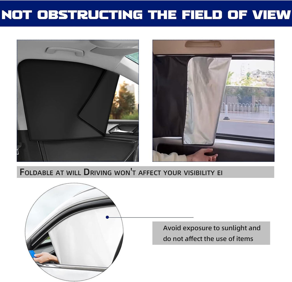 NTNEV Car Side Window Sun Shades, Shades with Magnets, Shade for Baby, Strong-Light Blocking & UV Protection Privacy Covers Auto Accessories (Double-sided Black)