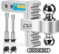 Aircraft Aluminum Adjustable Trailer Hitch for 2 Inch Receiver, Tow Dual Ball 2'' & 2-5/16'' Towing Weight 12,500 LBS, 6'' Drop/Rise, Lightweight/Anti Rust Anti Rattle, Bulletproof Lock Pin