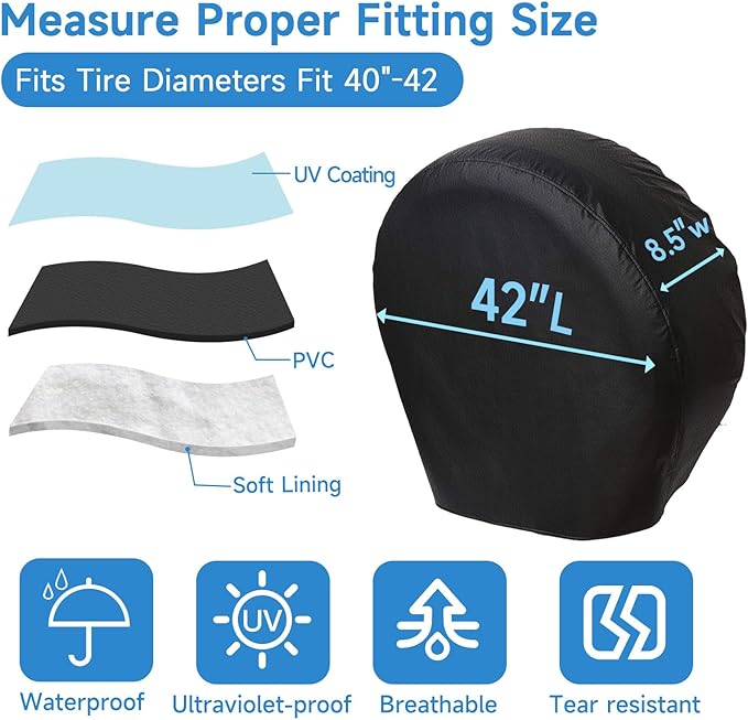 Rough Tire Covers 4 Pack, Waterproof Vinyl Wheel Protectors - Image 4