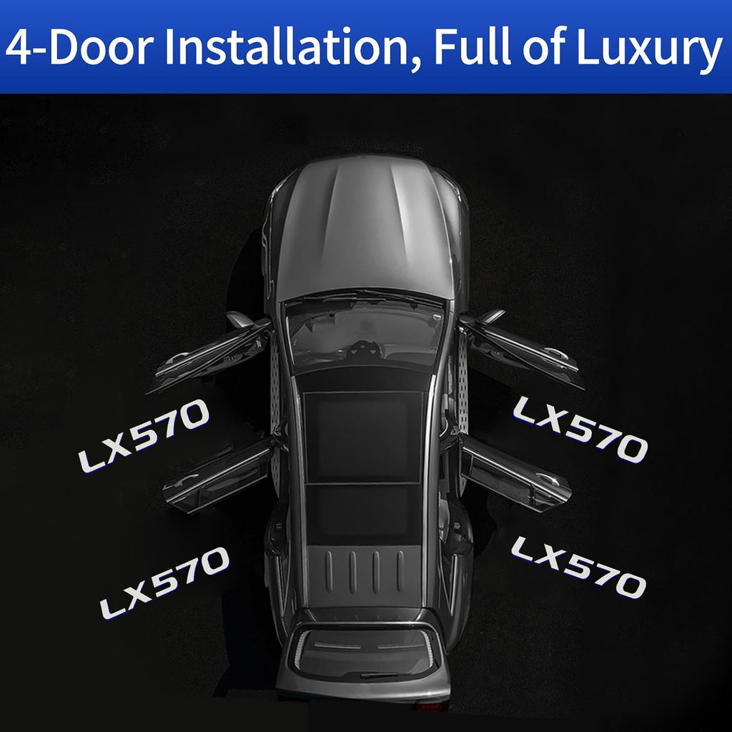 Door Sill Light for 2008-2022 Lexus LX570 Lx450d HD Logo Projection Lamp Smart Induction Door Light Wireless Plug-and-Play Interior Modification Accessories (4 Pieces)