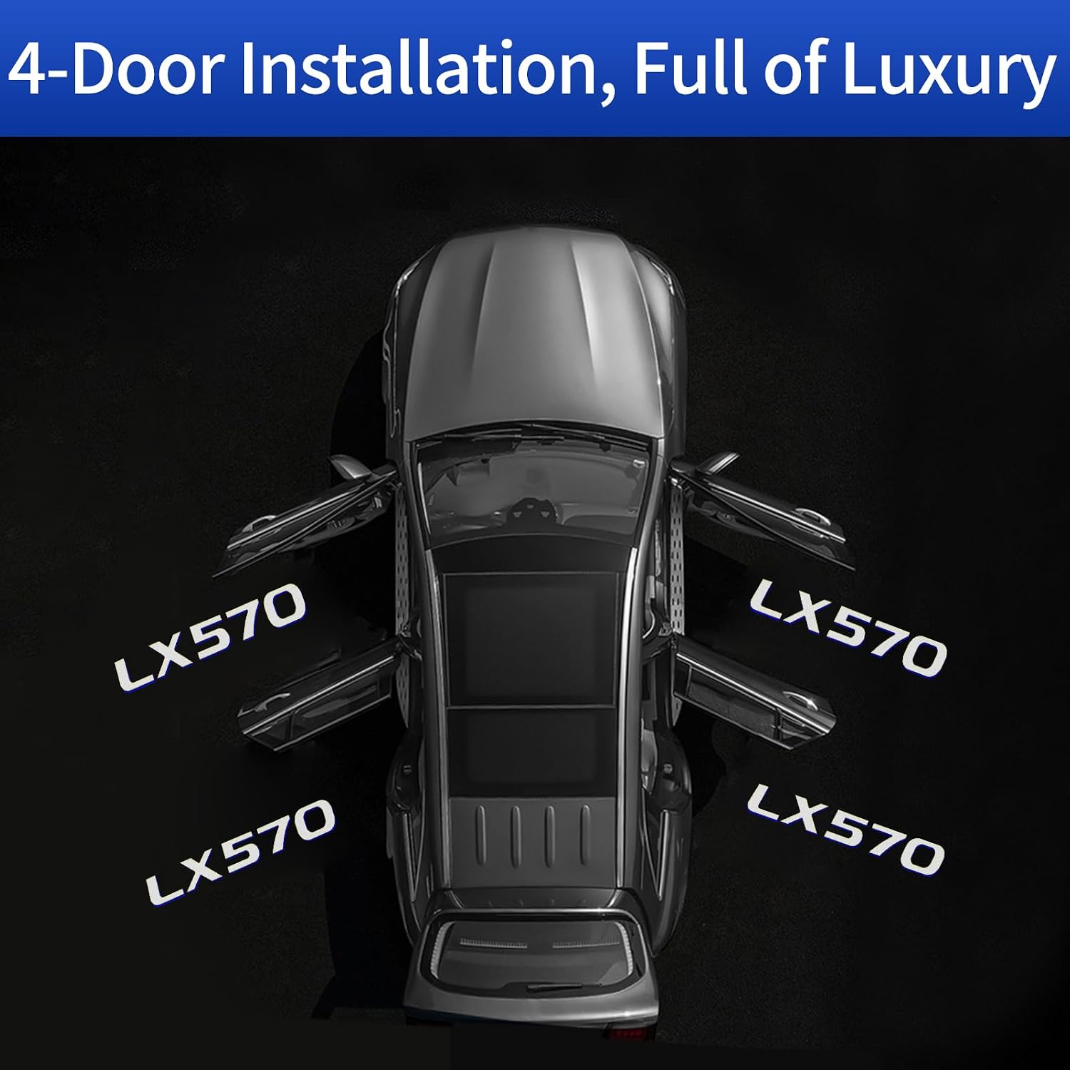 Door Sill Light for 2008-2022 Lexus LX570 Lx450d HD Logo Projection Lamp Smart Induction Door Light Wireless Plug-and-Play Interior Modification Accessories (4 Pieces)