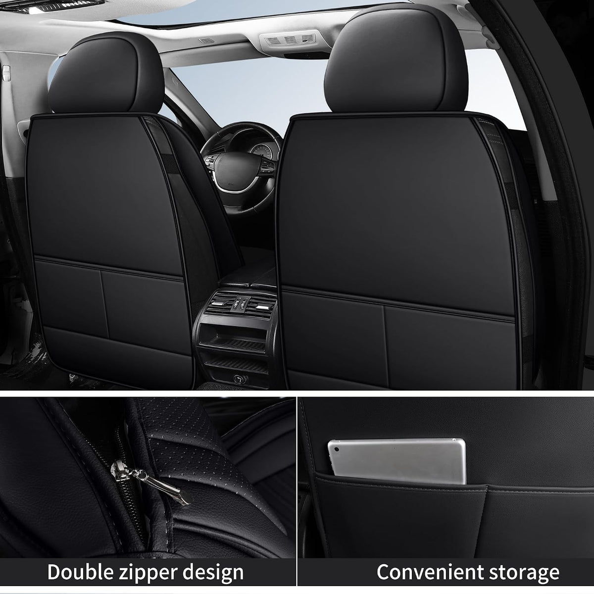 hchengkikz nappa leather car seat covers full set, side view