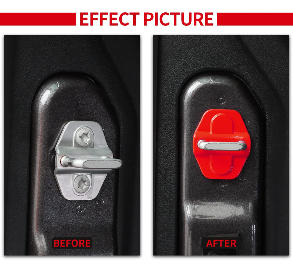 Voodonala for JL Door Lock Cover Buckle Decor Trim for 2018-2024 Jeep Wrangler JL JLU, for Jeep Gladiator JT 2020 2021, ABS Exterior Accessories, 6PAC,Red
