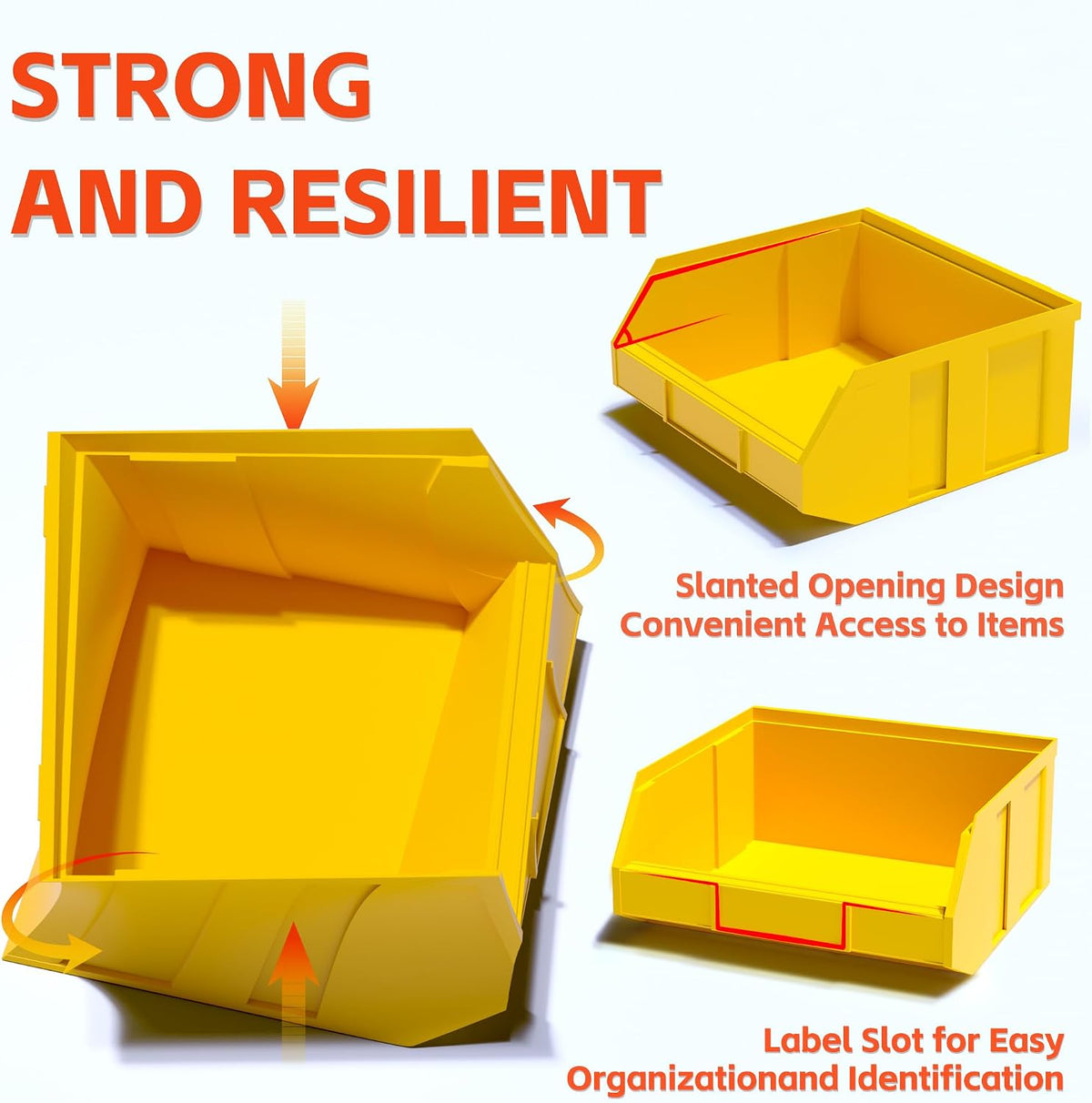 kje 30pcs wall mounted storage bins, plastic tool, close-up detail