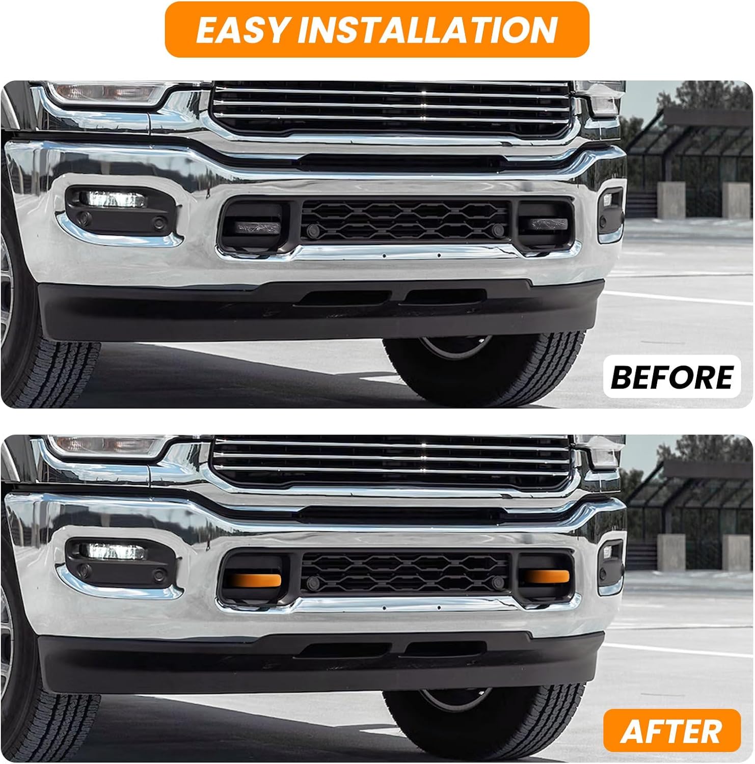 Front Tow Hooks Covers for RAM 2500/3500 2019-2026, Hitch Cover Customized Car Tow Hooks Compatible with RAM 2500/3500 Accessories 2019-2026 (Orange)