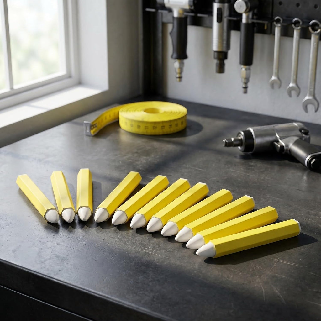 BESTYASH 12pcs Yellow Tire Marker Pens with Wax Crayons for Smooth Marking and Nonslip Grip Waterproof Tire Wax Markers and Outdoor Environments
