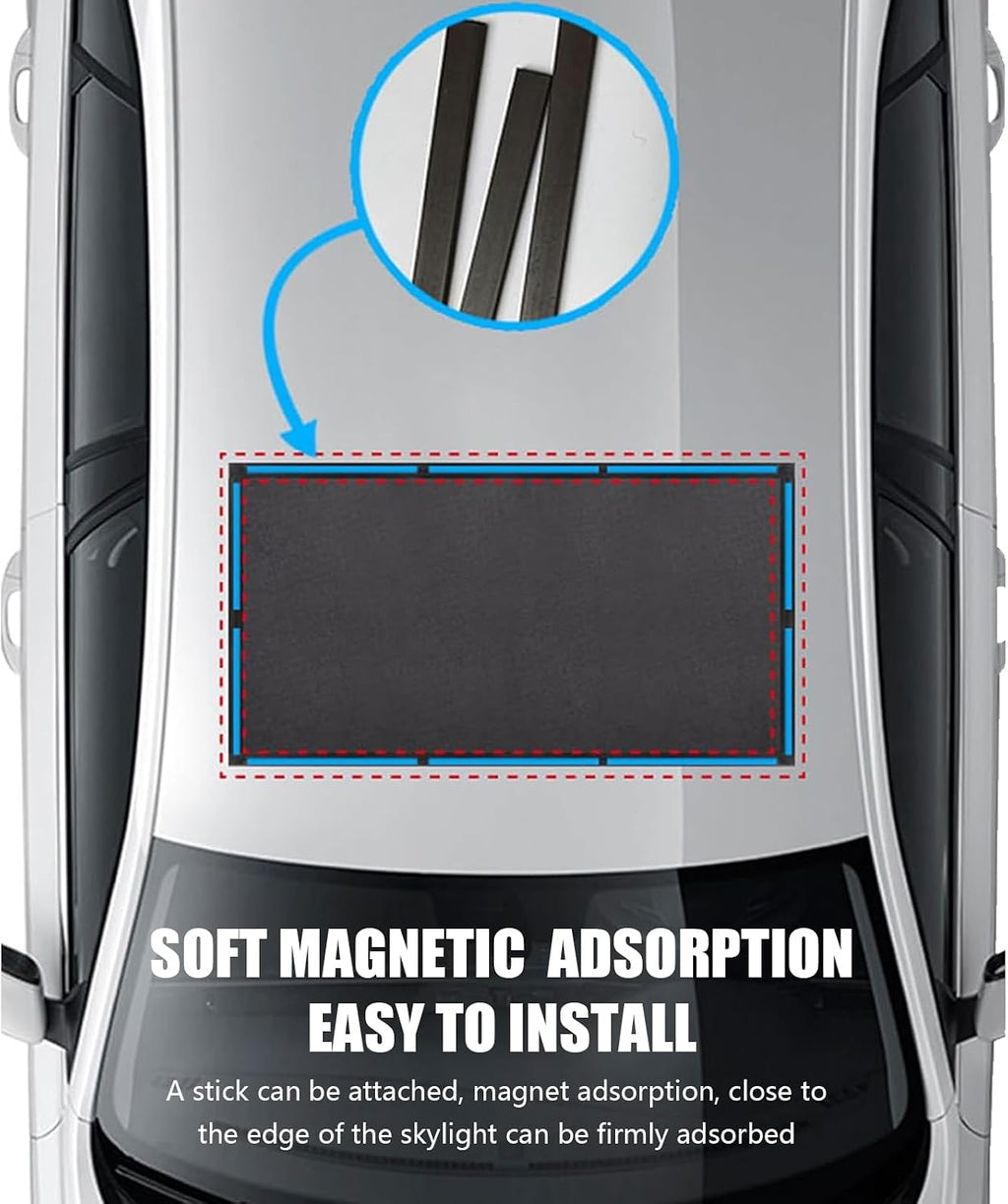 Car Roof Sunroof Sunshade Net, Outdoor Cooling Camping Skylight Ventilation Net, 39.37" x 25.59" Adsorption Sunscreen Heat Insulation Protective Mesh, Universal for Most Vehicles (Black)