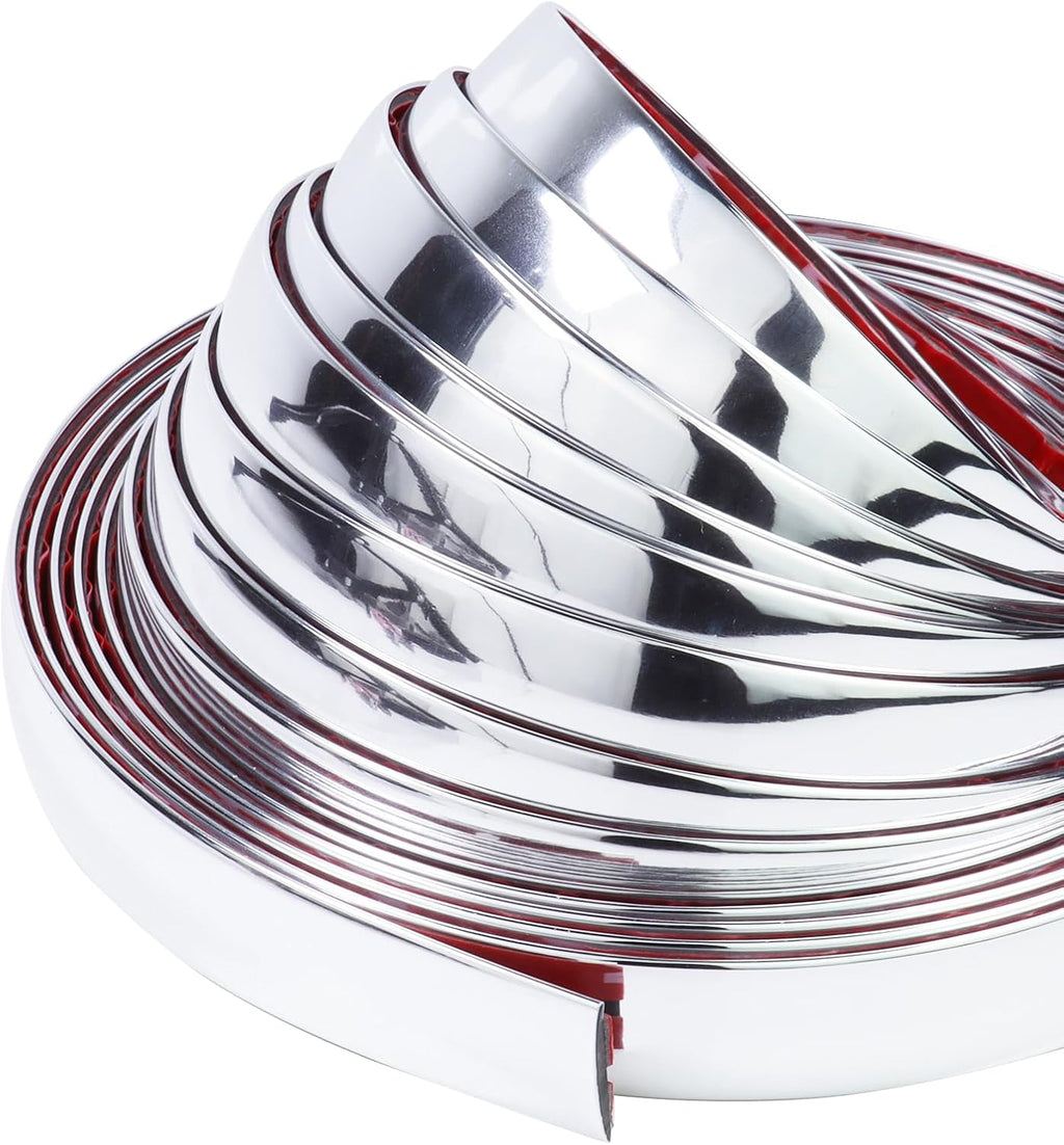 25Ft Automotive Chrome Trim Molding 1"(25mm) Heavy Duty Car Side Moldings UV-Protected Scratch-Proof for All Vehicles Body Door Window Bumper Self Adhesive
