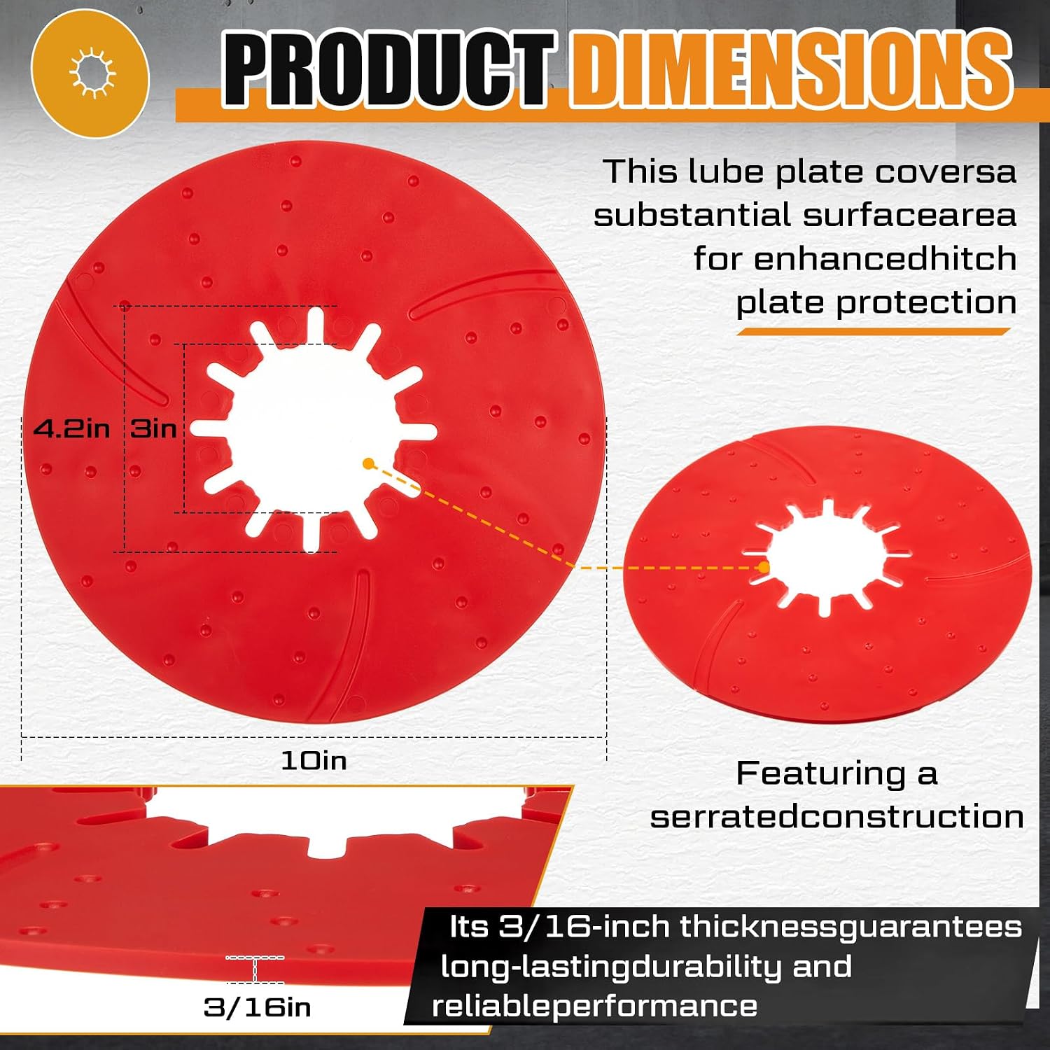 Threlaco 2 Pack 5th Wheel Hitch Lube Plate 10 Inch RV Camper Trailer Fifth Wheel Plate Disc Accessories for Trailer Safety Kit, 3/16 Inch Thick (Red)