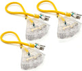 3 Pack - 2 ft - 12 Gauge Heavy Duty Extension Cord - 3 Outlet Lighted SJTW -