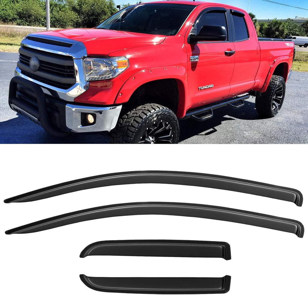 Window Visors Rain Guards for 2007-2021 Toyota Tundra Extended Cabs,