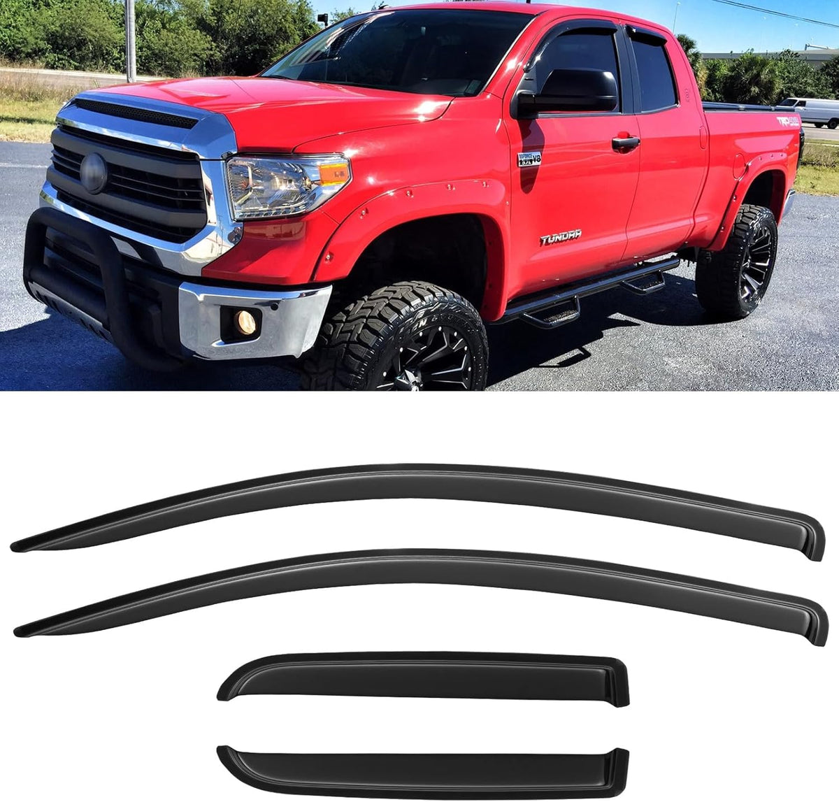 Window Visors Rain Guards for 2007-2021 Toyota Tundra Extended Cabs,
