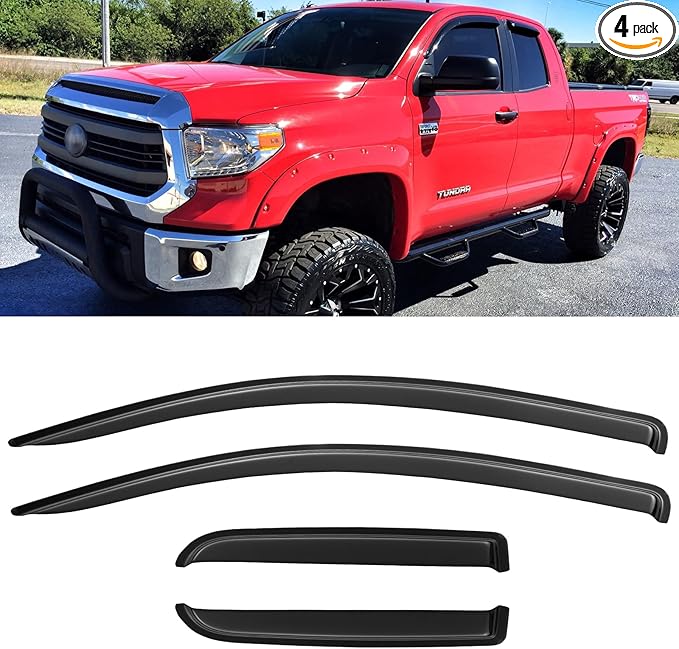 Window Visors Rain Guards for 2007-2021 Toyota Tundra Extended Cabs, by YQAUTEC