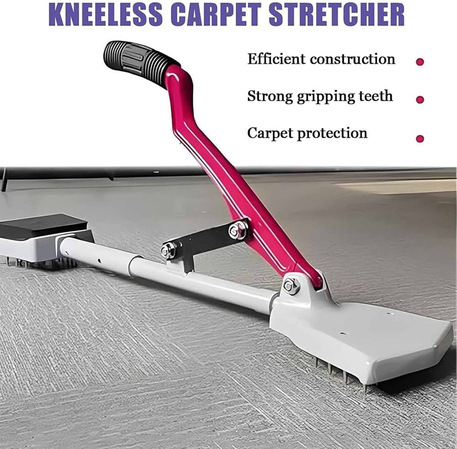 Carpet Stretcher Knee Kicker, Kneeless Carpet Stretcher, Non Slip Handle, Cutter Carpet Installation Tool Kit, for DIY & Flooring Projects