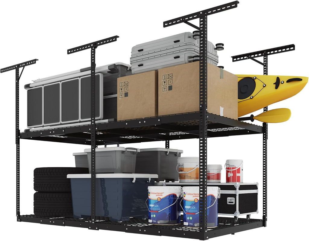 fleximounts 4x8 2-tier overhead ceiling garage storage rack, main product view