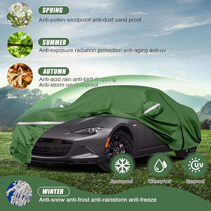 BOSSTONE Car Cover Custom Fit for Mazda MX-5 Miata 1989-2025, Waterproof All - Image 6