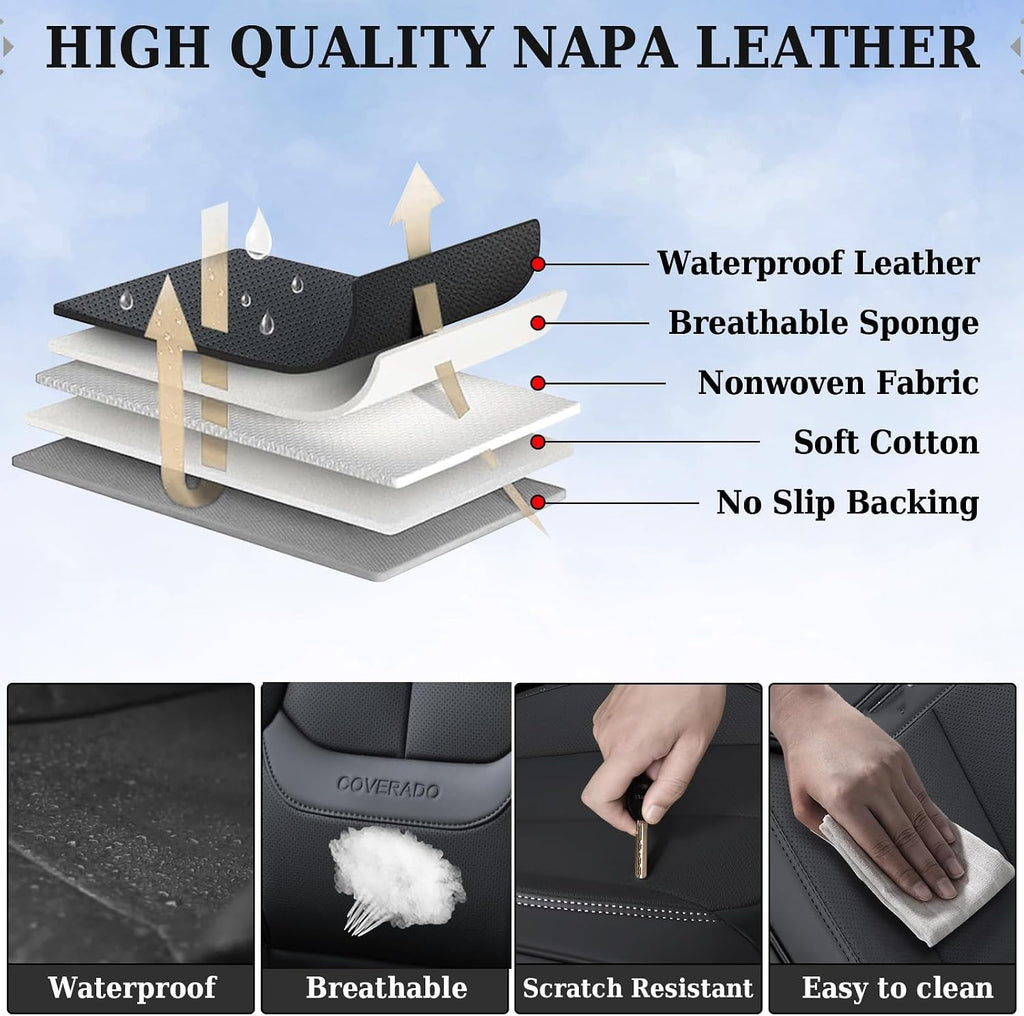 coverado seat covers full set, black seat covers on a desk or shelf