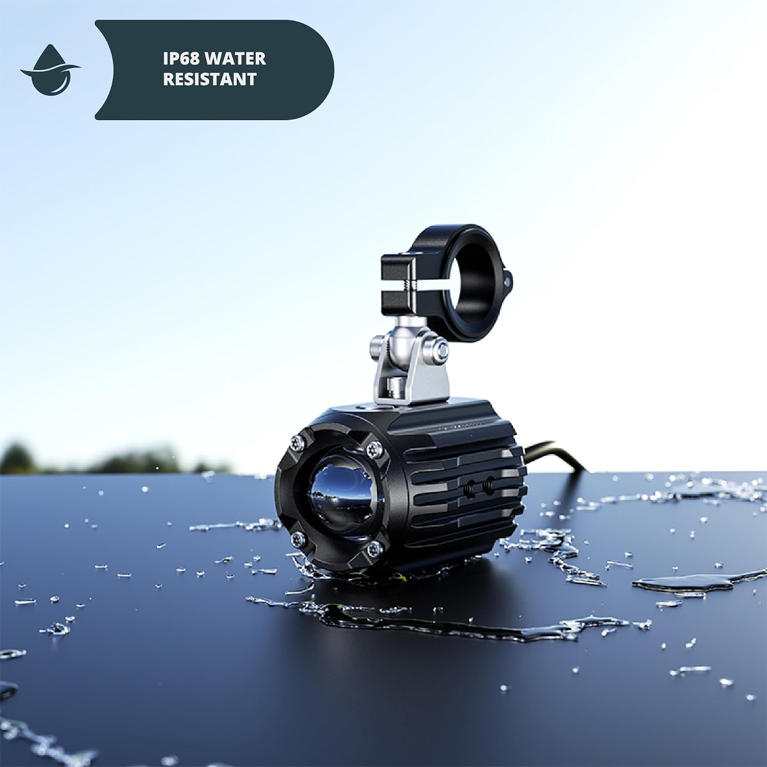 Tackform Dual Motorcycle Auxiliary LED Lights | 6000 Lumens, 60W, 3000K-6000K, IP68 Waterproof | Billet Aluminum | 360° Swivel Mount | For 7/8", 1”, 1 1/4" Bars Only | Motorcycle, 4 Wheeler, Dirt Bike