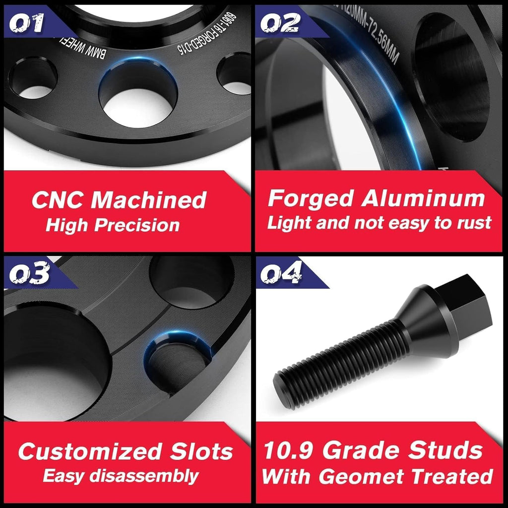 KSP 5X120mm Wheel Spacers, 2PCS 15mm Hubcentric Forged Spacer for E36 E46 E90 E92 E60 318i 323i 325i 328i 330i 335i 525i 545i Thread Pitch M12x1.5 Hub Bore 72.56mm