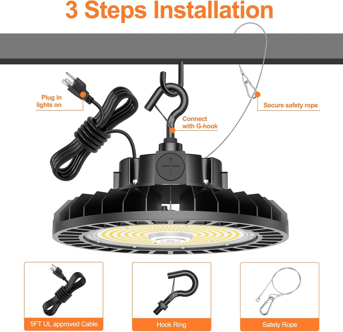 bbestled led high bay lights, 150w ufo high, package contents