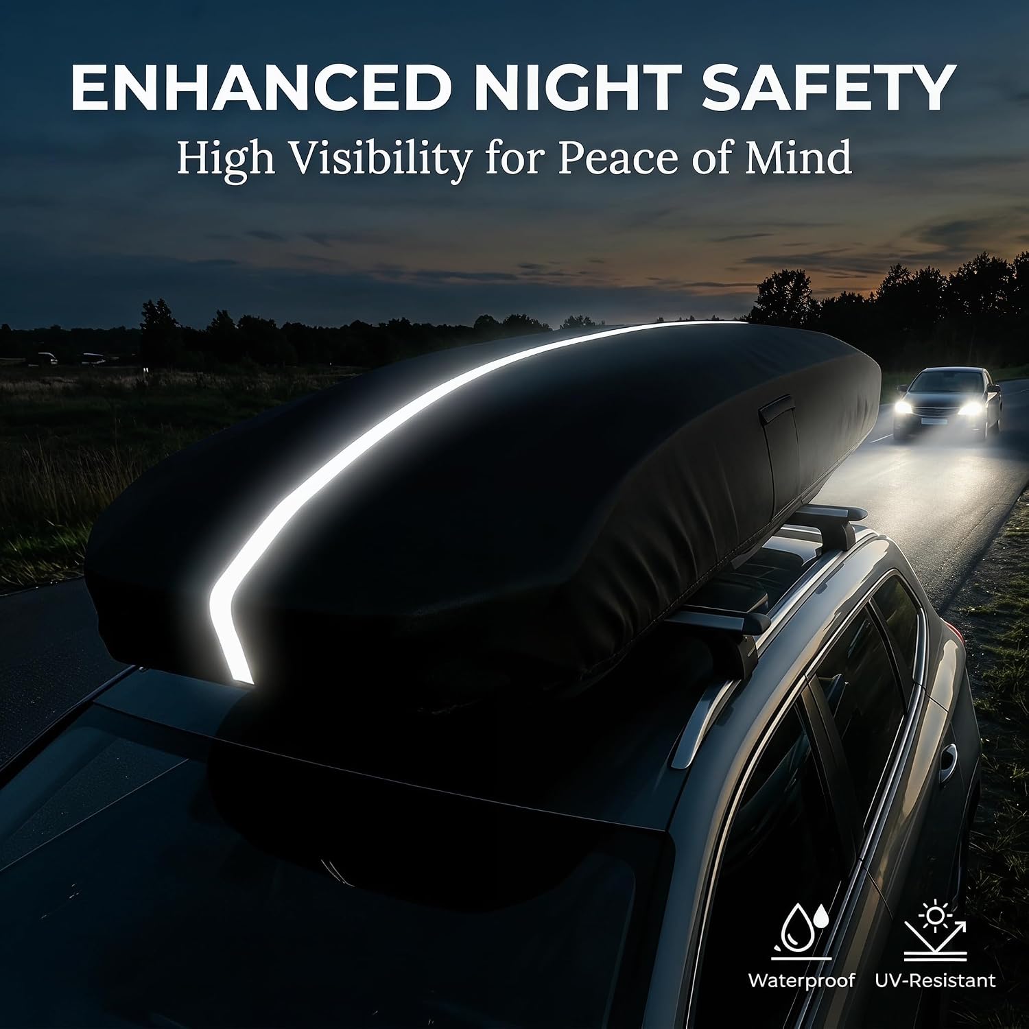 Roof Cargo Box Cover, 69 x 35 x 17 Inches, Compatible with Thule, Perflex and Yakima Roof Cargo Boxes, 900D Oxford Waterproof Rooftop Cargo Carrier Cover, UV, Dust and Scratch Protection