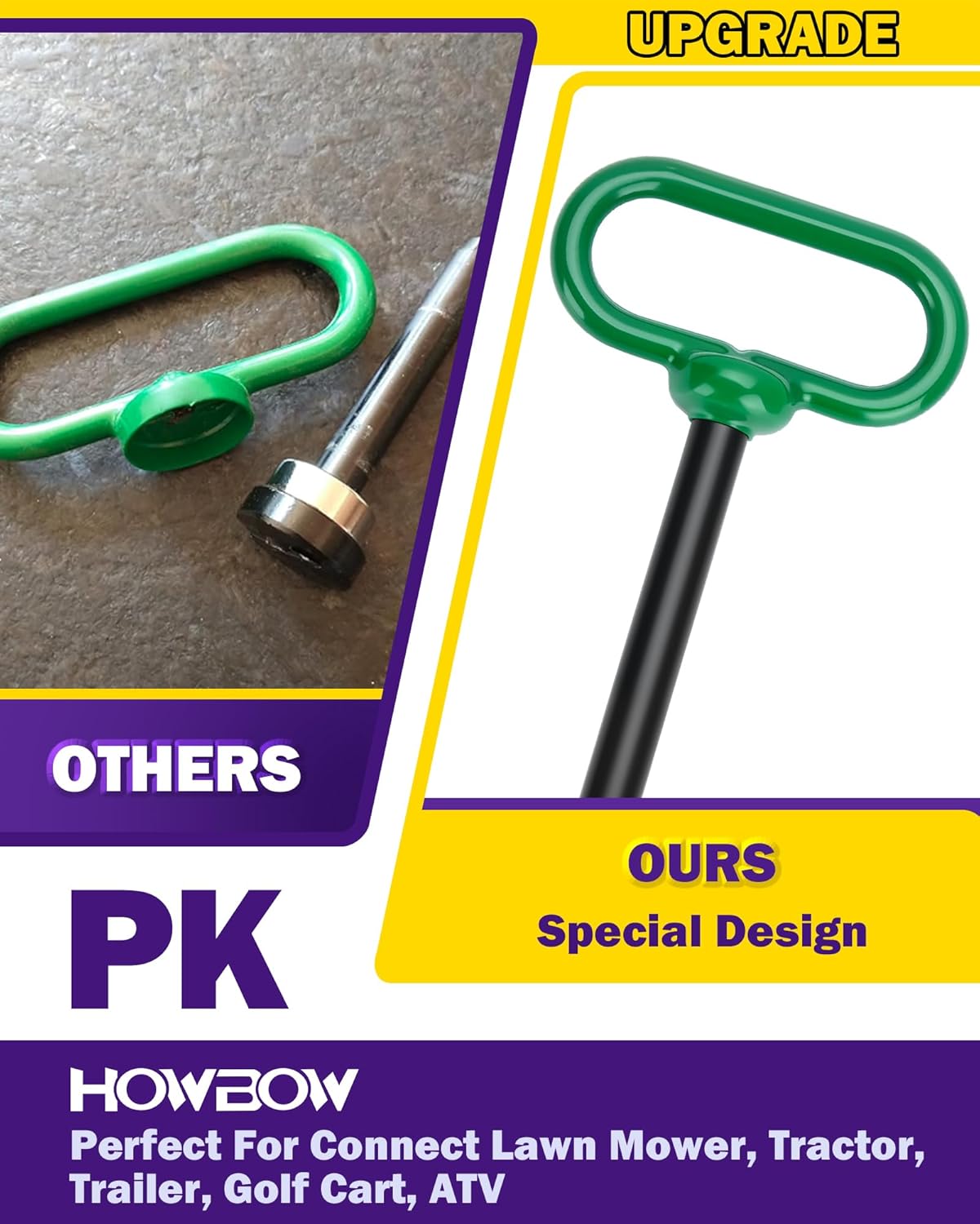 Zero Turn Trailer Hitch With Hitch Pin, 1/4"(6mm) Thick Heavy Duty Steel Universal Lawn Mower Towing Hitch Kit With Pin, Versatile Chain Slot Rugged Hitch Included Carriage Bolt & R Clip Black & Green