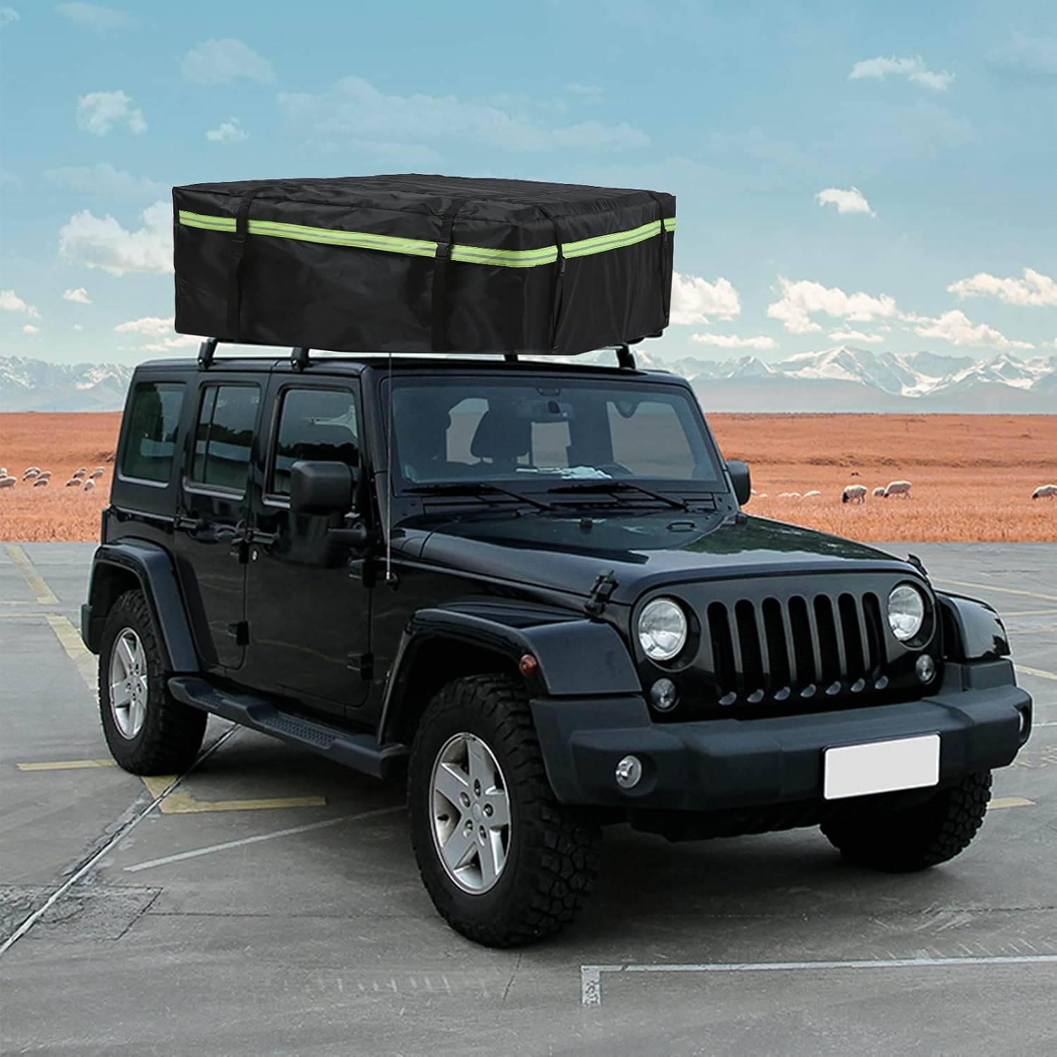 Waterproof Cargo Bag Car Roof with Night Reflective Strip Universal Luggage Storage Cube for Travel Camping | 44*35*18in