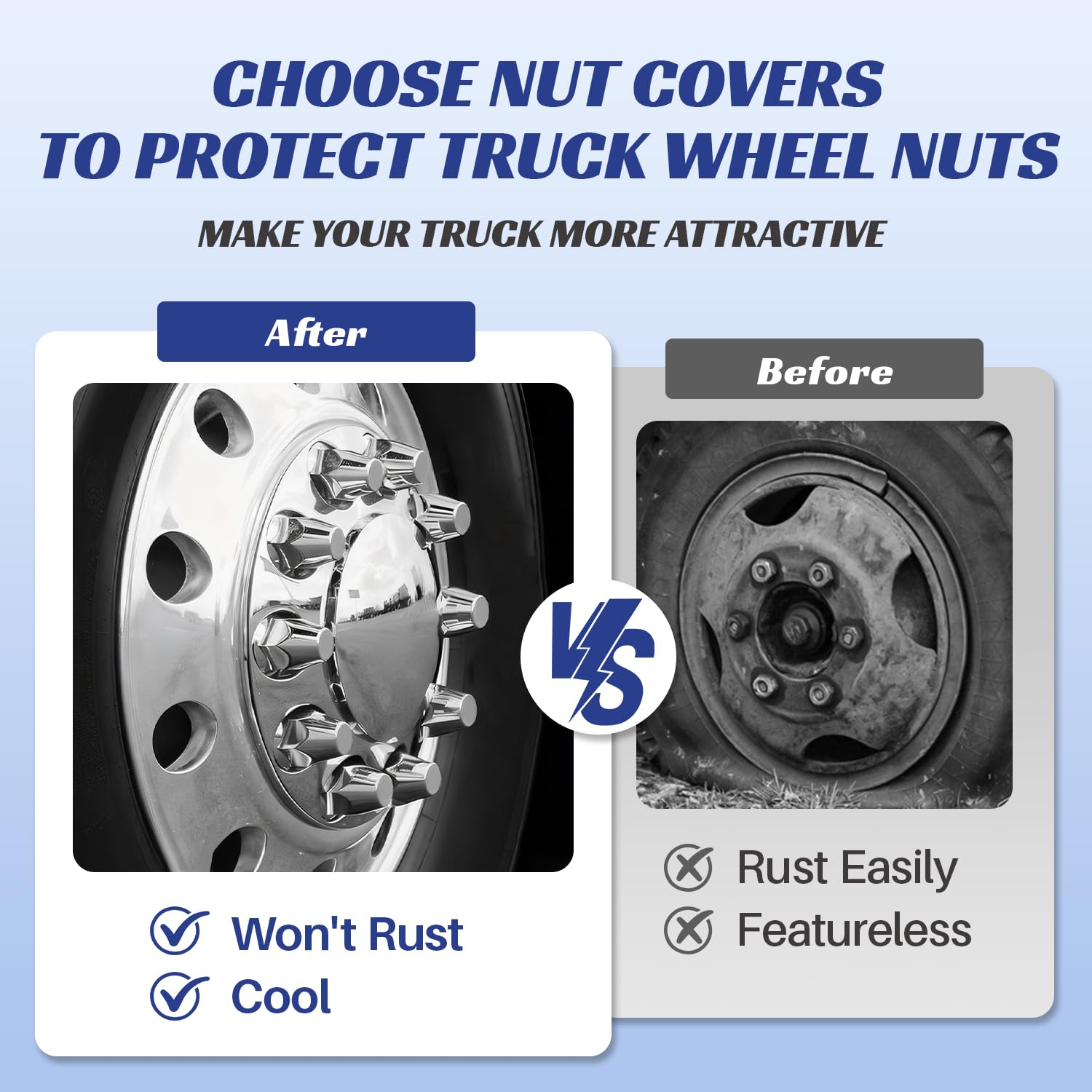 60Pcs Semi Trucks Lug Nut Covers Chrome, 33mm Lug Nut Covers ABS Plastic Anti-Rust Push-on Wheel Nut Caps, Truck Nut Caps for Semi Trucks Trailer