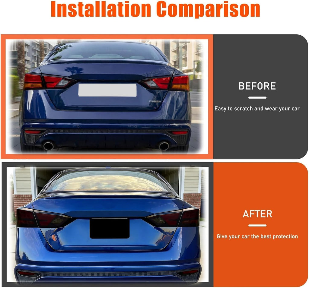 MUTUSAISI Tail Light Covers Guards Fit for Nissan Altima 2019-2025, Smoked Black Rear Light Protective Cover Guards Trim 4pcs Set Exterior Accessories