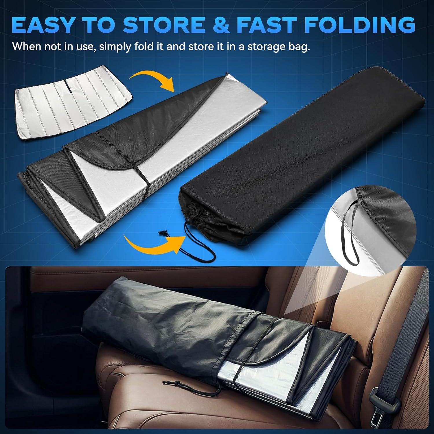 Windshield Sun Shade for Toyota Camry 2025-2026, Custom Fit Folding Design Car Front Window Sunshade Sun Visor Shield Accessories for Interior Protector, Blocks UV Rays & Heat