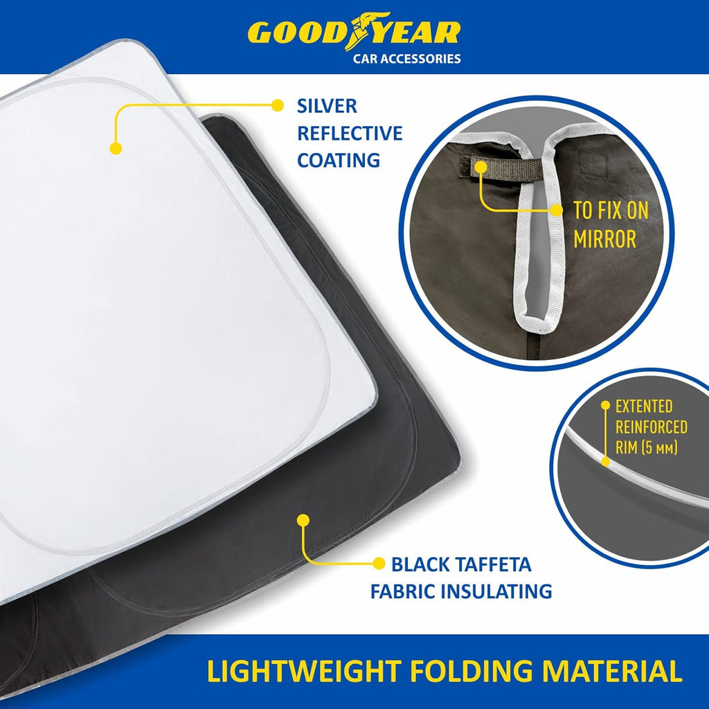 Goodyear Foldable Windshield Sunshade for Toyota Tacoma 2024-2026, Truck car Accessories, Sunshade Cover, Sun Shade Car Windshield, Window Sun Blocker - GY008363